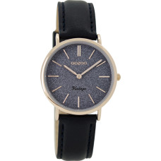 OOZOO Τimepieces Vintage Black Leather Strap C8834